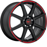 Motegi Racing 17x7 MR142 CS8 Satin Black w/ Red Stripe +40mm