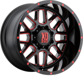 XD 20x9 XD820 Grenade Satin Black Milled w/ Red Clear Coat +0mm