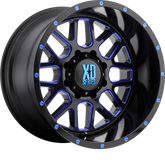 XD 20x9 XD820 Grenade Satin Black Milled w/ Blue Clear Coat +18mm