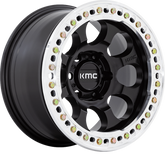 KMC 17x9 KM237 Riot Beadlock Satin Black w/ Machined Ring -38mm