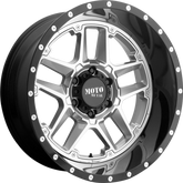 Moto Metal 20x12 MO987 Sentry Gloss Silver w/ Gloss Black Lip -44mm