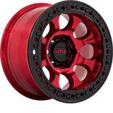 KMC 17x9 KM237 Riot Beadlock Candy Red w/ Black Lip -12mm