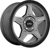 KMC 17x8 KM721 Alpine Satin Gray w/ Black Lip +38mm