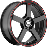 Motegi Racing 16x7 MR116 FS5 Matte Black w/ Red Racing Stripe +40mm