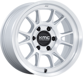 KMC 17x8.5 KM729 Range Gloss Silver w/ Machined Face -10mm