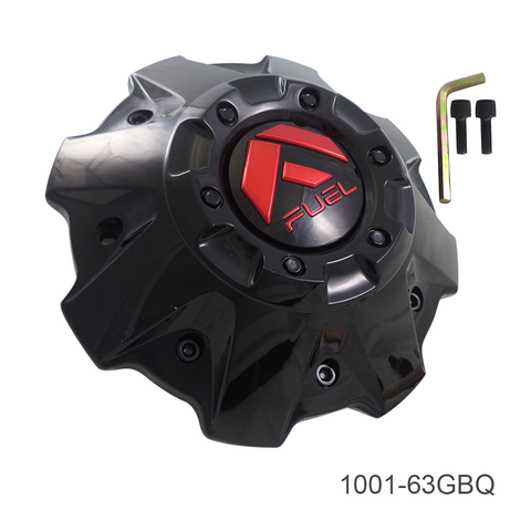 Fuel Matte Black Cap 5/6 Lug with Red Logo & Chrome Rivets Hub Cap