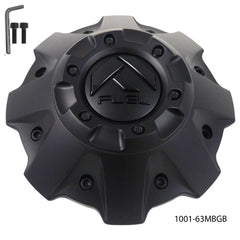 Fuel Matte Black Short Cap with Gloss Black Logo & Black Rivets Hub Cap