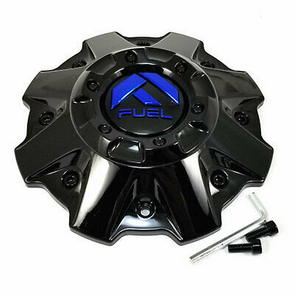 Fuel Gloss Black with Blue Logo Flat Cap Hub Cap