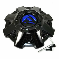 Fuel Gloss Black with Blue Logo Flat Cap Hub Cap