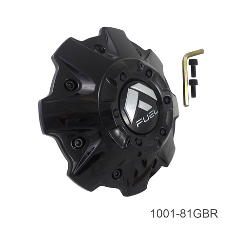 Fuel Gloss Black Flat Cap with Black Bolts Hub Cap