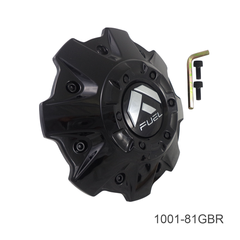 Fuel Gloss Black Flat Cap with Black Bolts Hub Cap