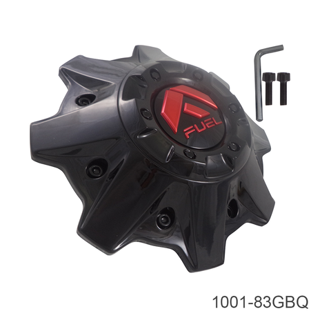 Fuel Gloss Black Red Logo Cap Flat with Red Bolts
