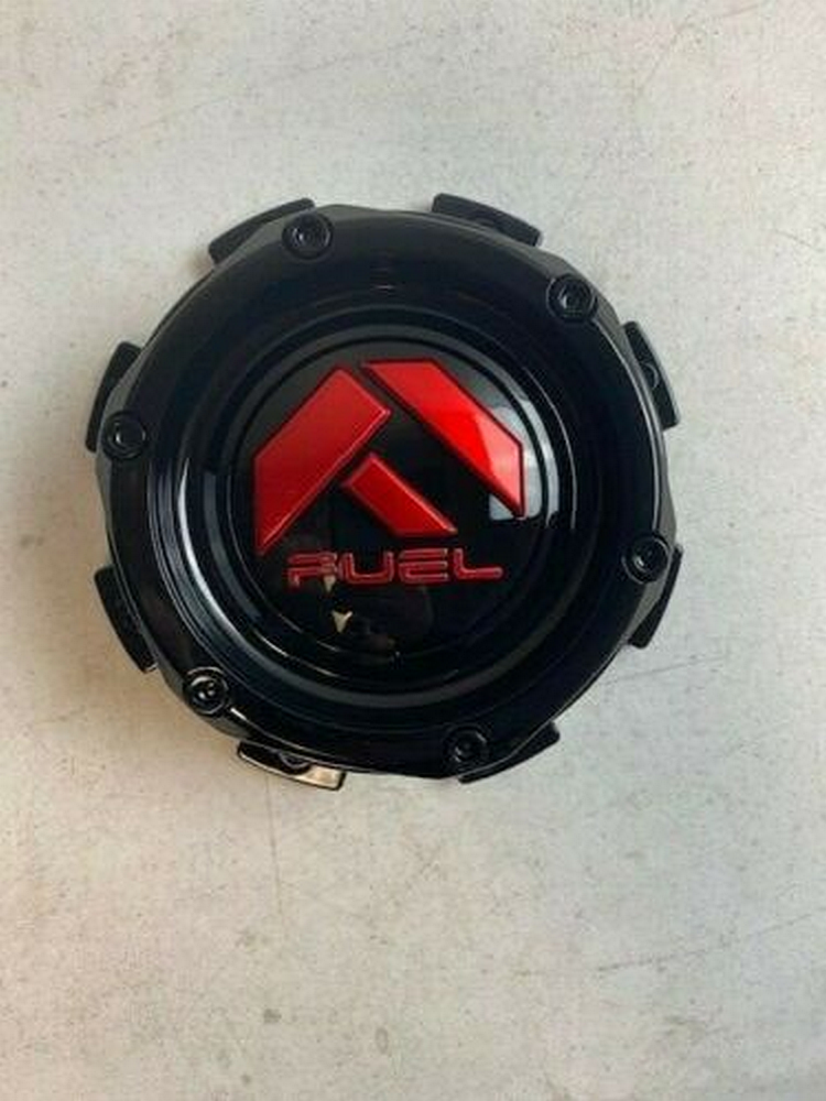 Fuel Gloss Black with Red Bolt-On Hub Cap for 8X6.5/170 (1.72")