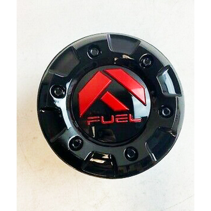 Fuel Gloss Black with Red Logo Five-Bar Hub Cap for 8 Lug (2.75" Tall)