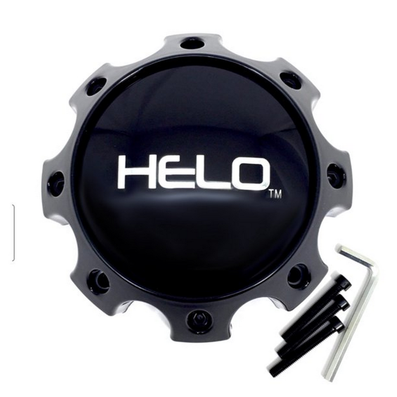 HELO Gloss Black Hub Cap For 8 Lug H42