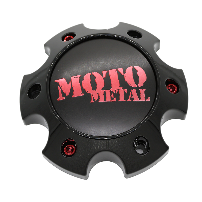Moto Metal Satin Black Hub Cap For 6X135 With Red Tint