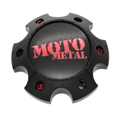 Moto Metal Satin Black Hub Cap For 6X135 With Red Tint