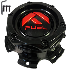 Fuel Gloss Black with Red Bolt-On Hub Cap for 6X5.5