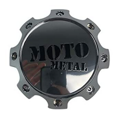Moto Metal Bolt-On Chrome With Gloss Black Logo Hub Cap For 8X170