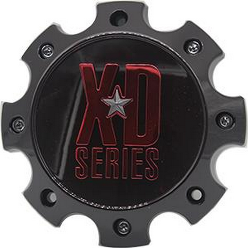 XDS Satin Gloss Black Hub Cap For 8 Lug With Red Tint CC