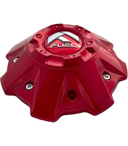 Fuel Flat Bottom Red Hub Cap with Chrome Rivets 5/6L
