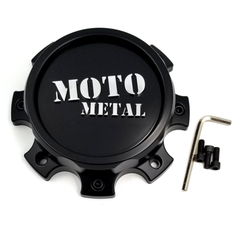 Moto Metal Dually Front Satin Black With Chrome Logo Hub Cap For 8X6.5