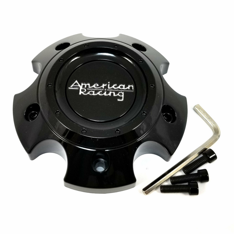 American Racing Bolt-On Gloss Black/Silver/Black Cap (5X5)