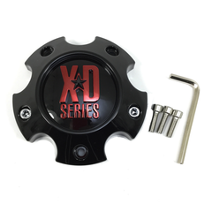 XDS Small Semi-Gloss Black Center Cap with Red Tint Logo for 5 Lug Pattern