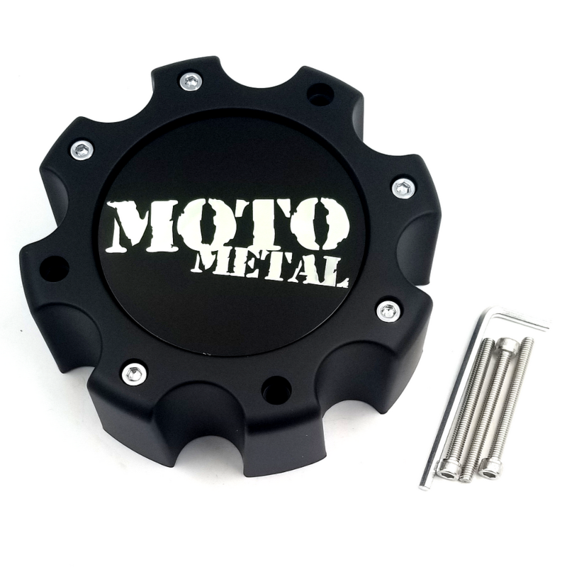 Moto Metal Satin Gloss Black Hub Cap For 8 Lug