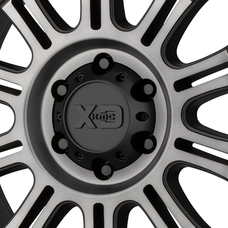 XDS Bolt-On Satin Black With Gloss Black & Black Logo Hub Cap For 8X6.5/180
