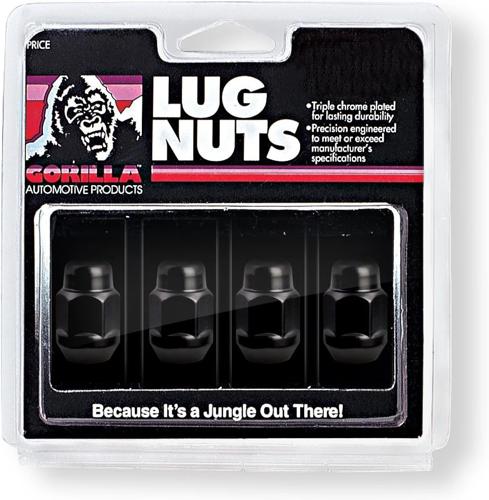 Gorilla Automotive Bulge Lug Nut 13/16" 14-1.50 Black Clam Pack