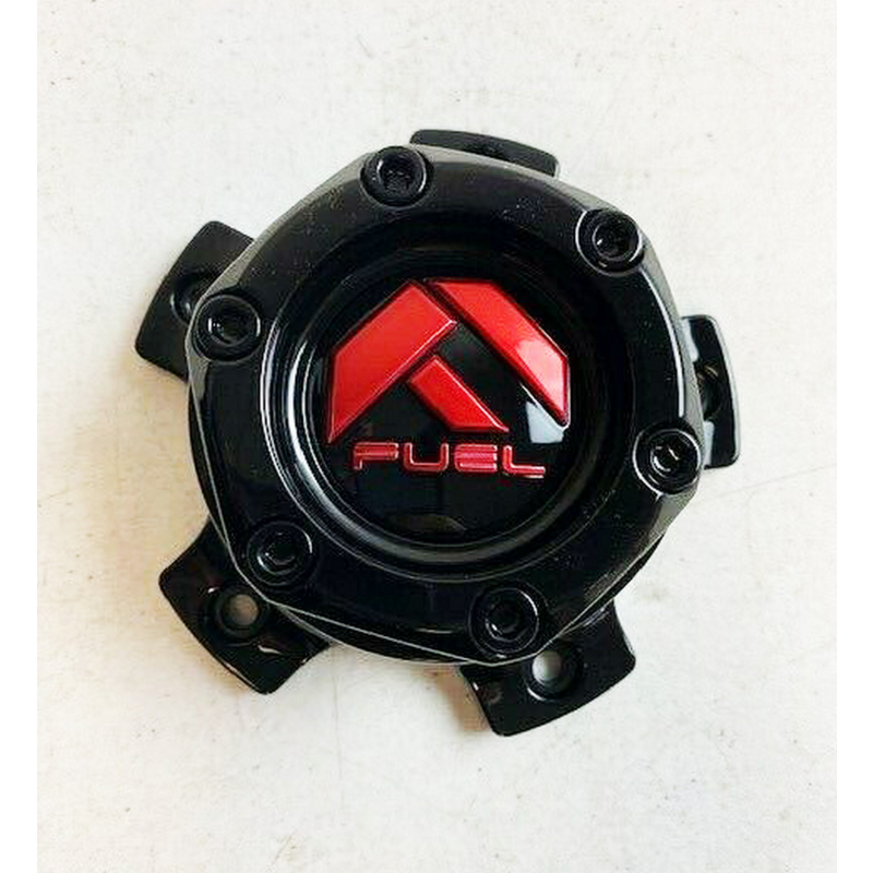 Fuel Gloss Black with Red Bolt-On Hub Cap for 5X4.5/5