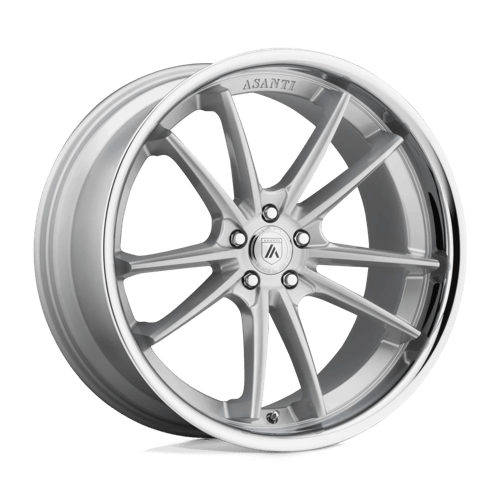 Asanti Black 22x10 023 BRUSHED SILVER W/ CHROME LIP +35mm