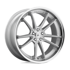Asanti Black 22x10 023 BRUSHED SILVER W/ CHROME LIP +35mm