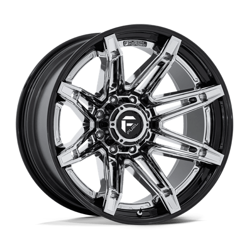 Fuel 1PC 22x12 401 CHROME W/ GLOSS BLACK LIP +-44mm