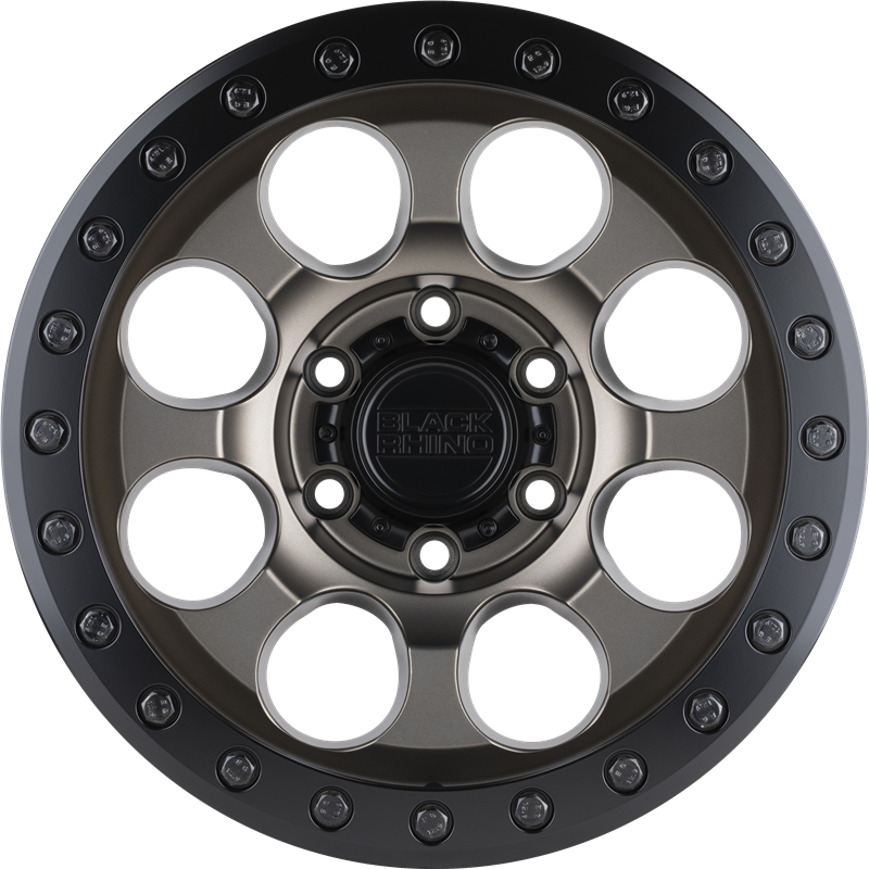 Black Rhino 17x8.5 Riot Beadlock Matte Bronze w/ Black Ring and Black Bolts -30mm