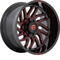 Fuel 20x9 D808 Hurricane Gloss Black Milled w/ Red Tint +20mm