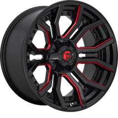 Fuel 20x9 D712 Rage Gloss Black w/ Candy Red +1mm