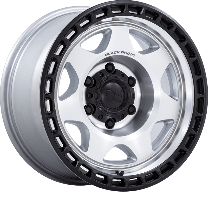 Black Rhino 17x8.5 BR018 Voyager Silver w/ Machined Face and Matte Black Lip -10mm