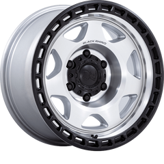 Black Rhino 17x8.5 BR018 Voyager Silver w/ Machined Face and Matte Black Lip -10mm