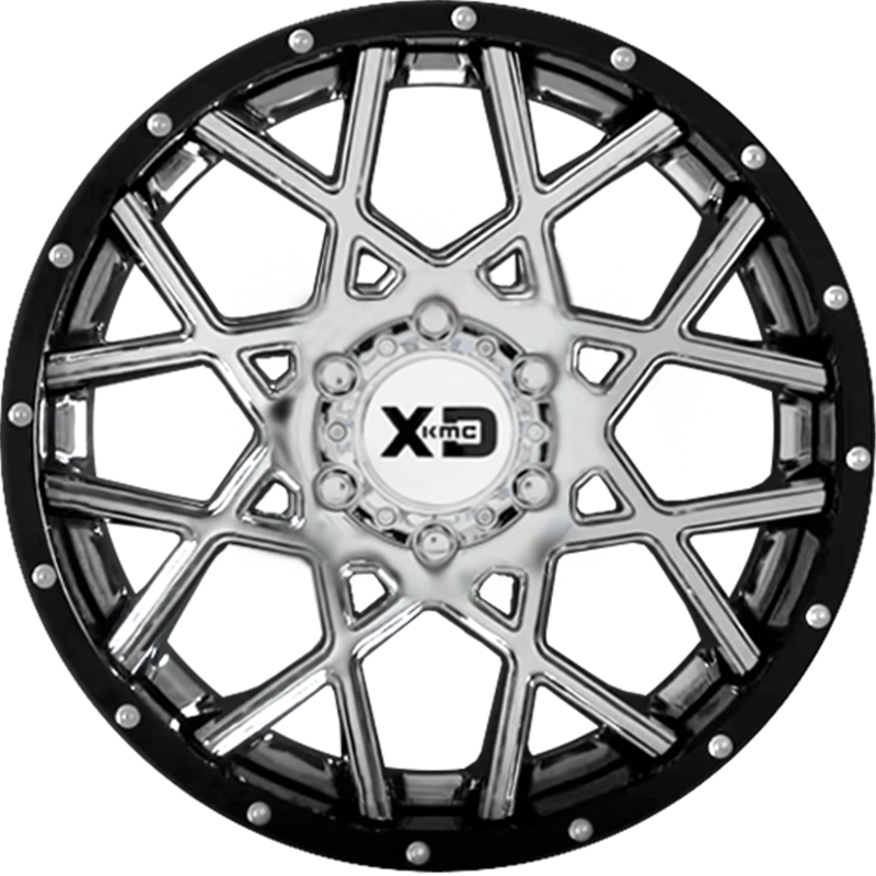 XD 20x10 XD203 Choptstix Chrome w/ Gloss Black Milled Lip -18mm