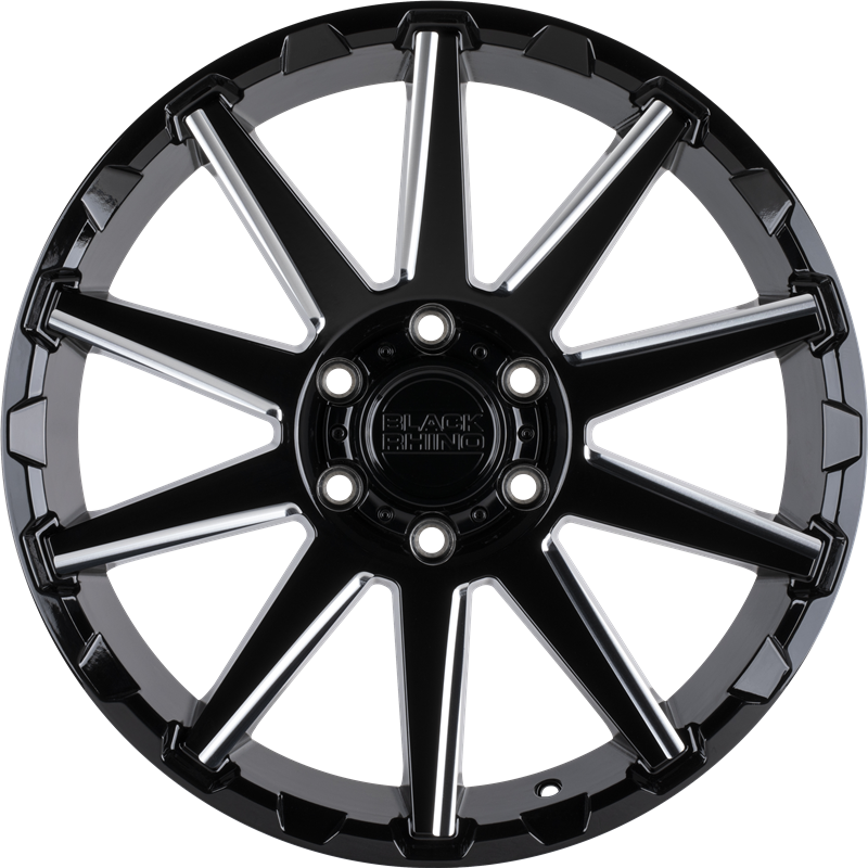 Black Rhino 17x9.5 Typhoon Gloss Black w/ Milled Spokes +12mm