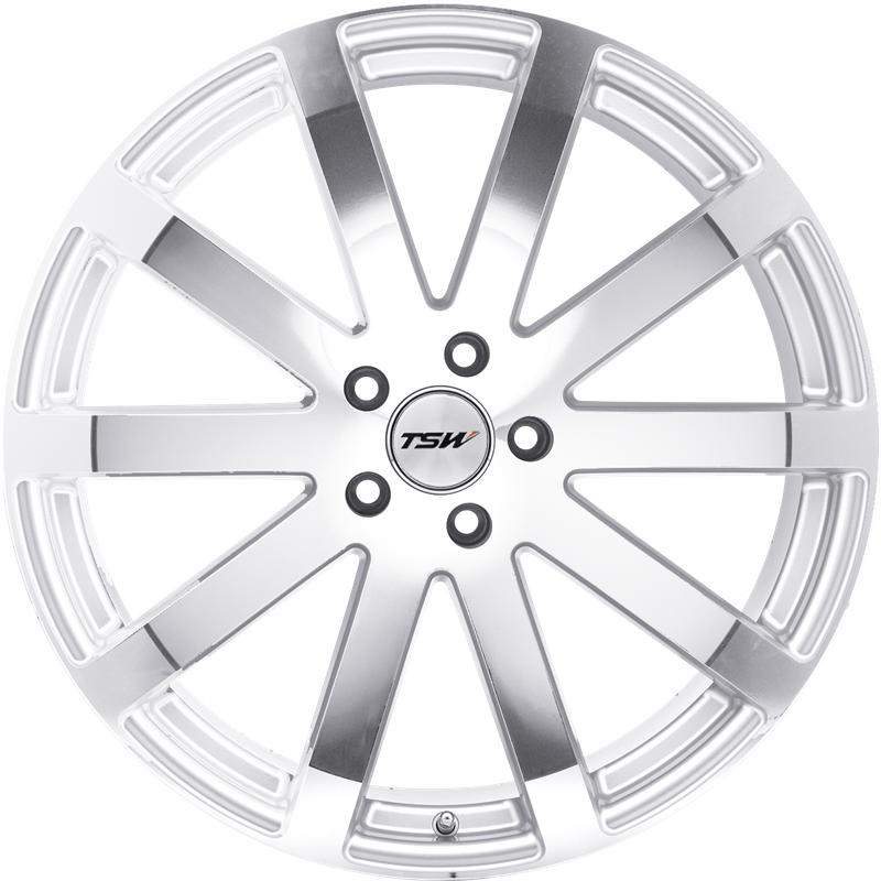 TSW 19x9.5 Brooklands Silver w/ Mirror Cut Face +20mm