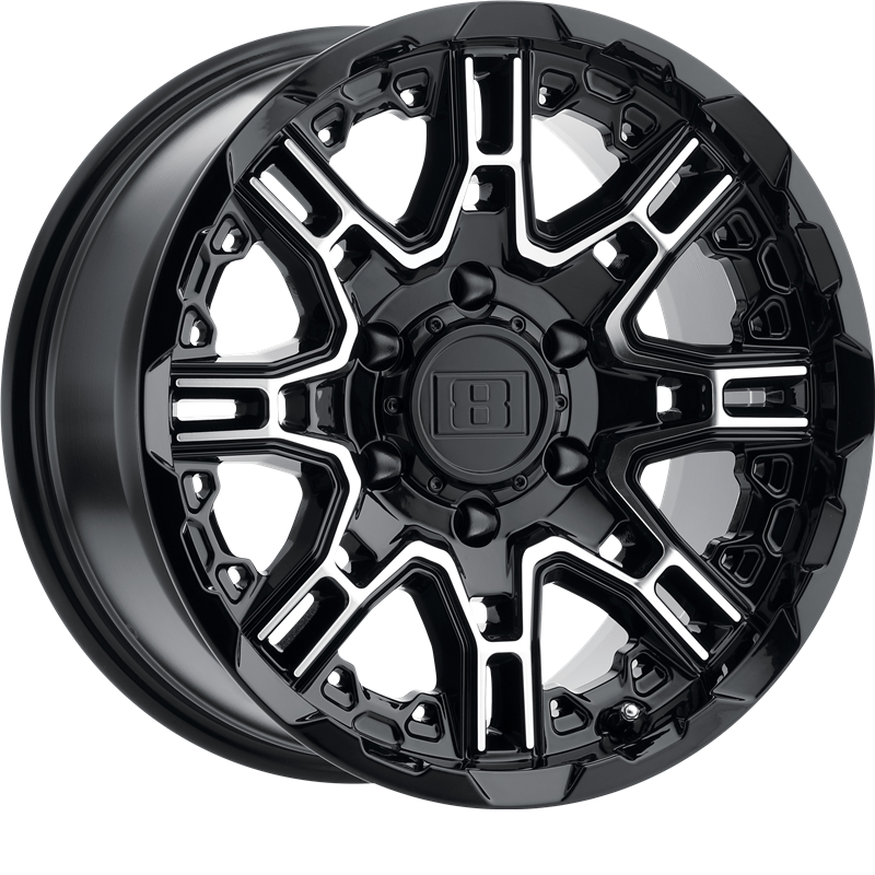 Level 8 17x8.5 Slingshot Gloss Black w/ Machined Face -10mm