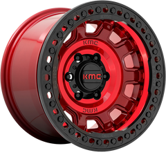 KMC 17x9 KM236 Tank Beadlock Candy Red -15mm