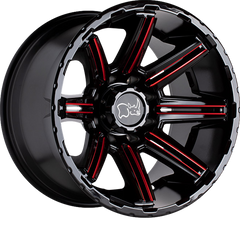 Black Rhino 20x12 Rampage Gloss Black w/ Red Milling -44mm