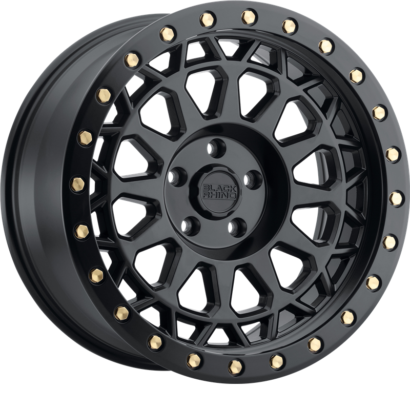 Black Rhino 17x9 Primm Matte Black w/ Brass Bolts -18mm