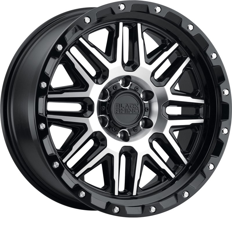 Black Rhino 20x9 Alamo Gloss Black w/ Machined Face and Stainless Bolts +12mm