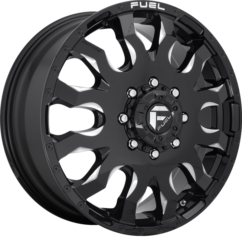 Fuel 20x8.25 D673 Blitz Dually Gloss Black Milled -227mm