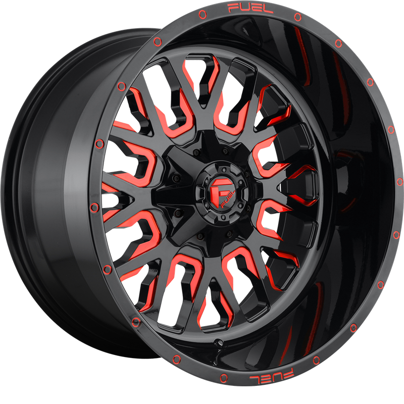 Fuel 18x9 D612 Stroke Gloss Black w/ Candy Red -12mm